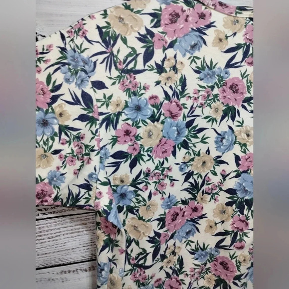 Vicki Wayne Floral Tie Shirt size Large 90's Y2K Flowers Cropped Maximalist - Picture 2 of 6